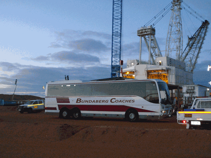 A Beresfords bus at mine site